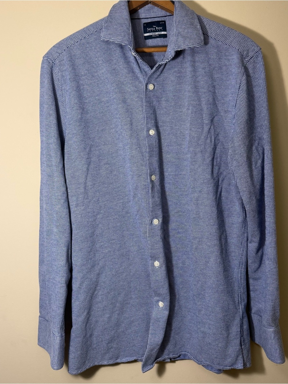 The Savile Row Company Navy Blue and White Button Down Shirt